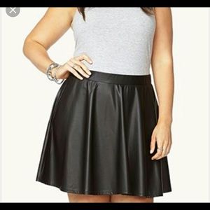 Plus Faux Leather Skater Skirt
